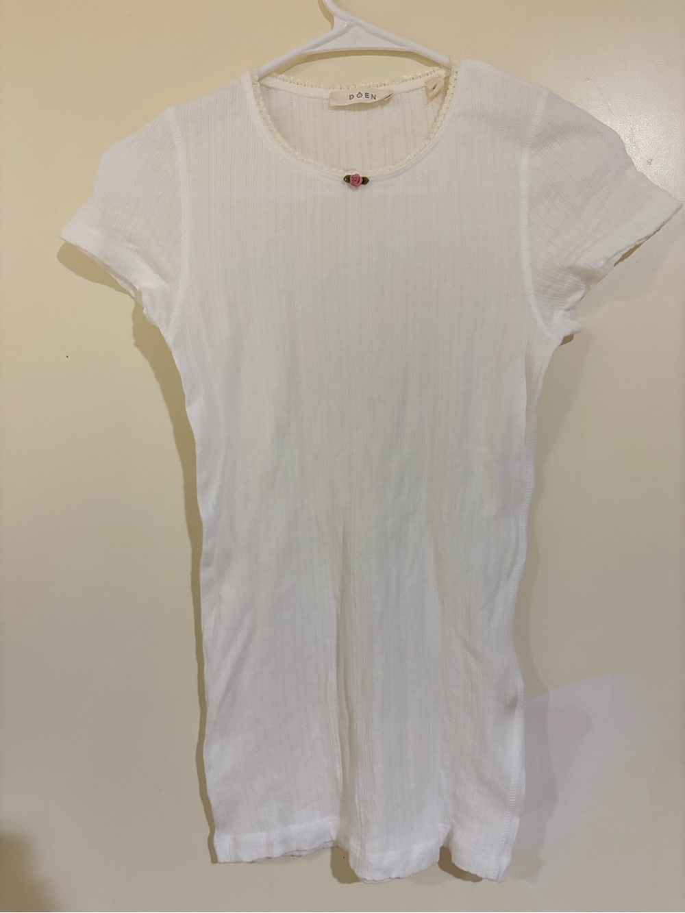 Doen White Short Sleeve Vivi Tee- XS